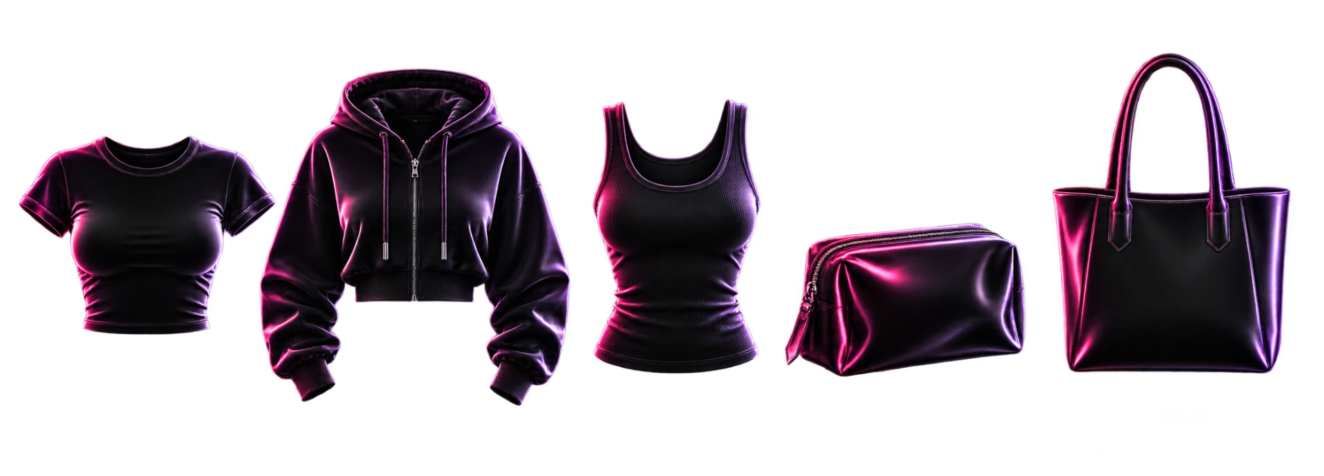 Blank apparel and accessory silhouettes under consideration for future Abigail V. merch